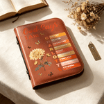 Personalised God Says I Am Birth Flower Butterfly PU Leather Bible Book Cover with Zipper and Carry Handle Baptism Religious Day Gift for Women
