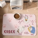Personalized A Day in the Life of a Pet PU Leather Pet Feeding Mat with Name Pet Supplies Birthday Gift for Dog Owners