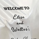 Personalized Bow Trojan Horse Sheep Stroller Silk Banner with Name Title and Date Baby Shower Gift for Newborn Parents