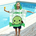 Personalized Cute Cartoon Animal Soft Hooded Beach Towel with Name Beach Party Birthday Gift for Kids