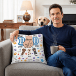 Personalised Pet Paw and Human Fist Bump Design Soft Cushion Cover with Name Home Decor Father's Day Gift for Pet Owner Lover