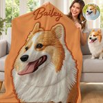 Personalisierte gedruckt Stickerei-Stil Haustier Foto weiche Decke mit Namen Home Travel täglichen Gebrauch Geburtstag Geschenk für Tierbesitzer Liebhaber werfen