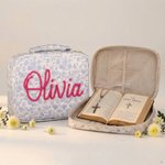 Funda de Biblia de Algodón Personalizada con Cruz Floral y Nombre de Iglesia Regalo de Bautizo para Cristianos Pastores