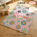 Personalisierte Multicolor Plaid Blume Lächeln emoji weiche Decke mit Namen täglichen Gebrauch Geburtstag Jahrestag Geschenk für Familie Freunde | Callie × emoji ™