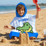 Personalized Cute Cartoon Animal Soft Hooded Beach Towel with Name Beach Party Birthday Gift for Kids