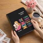 Personalizado She Is Mom Bible Verse Cartoon 2026 Planner Spiral A5 Notebook with Name Birthday Christianity Gift for Mom Christian