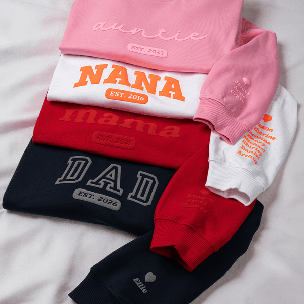 Personalized 3D Puff Print Mama Nana Dad Sweatshirt with Nickname and Kids' Names Mother's Day Father's Day Newborn Gift for Family