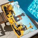 Personalized Construction Truck Design Oversized Quick Dry Beach Towel with Name and InItial Travel Essential Birthday Beach Party  Gift for Kids Boys