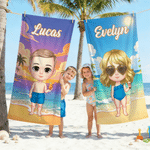 Personalized Cartoon Character Quick Dry Oversized Beach Towel with Name Travel Use Summer Beach Party Gift for Family Friend Kid