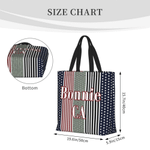Personalised Stars and Stripes Design Large Tote Bag with Name and Area Independence Day Gift For Americans