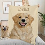 Personalisierte gedruckt Stickerei-Stil Haustier Foto weiche Decke mit Namen Home Travel täglichen Gebrauch Geburtstag Geschenk für Tierbesitzer Liebhaber werfen