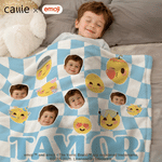 Personalised Playful emoji Scene Photo Soft Throw Blanket with Name Home Decor Birthday Gift for Friends Kids Family | Callie × emoji ™