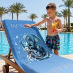 Personalised Dragon Birthstone Quick Dry Beach Towel with Name Outdoor Beach Party Essential Birthday Gift for Dragon Lovers Kids
