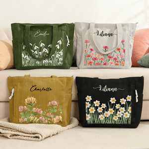 Personalisierte Aquarell Geburt Blume große Kapazität Cord Tragetasche mit Namen täglichen Gebrauch Reise Geburtstag Geschenk für Frauen
