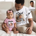Personalized Photo Ctrl C Ctrl V 100% Cotton T-shirt  Baby Bodysuit Matching Outfit with Name Father's Day Birthday Gift for Dad Grandpa Baby