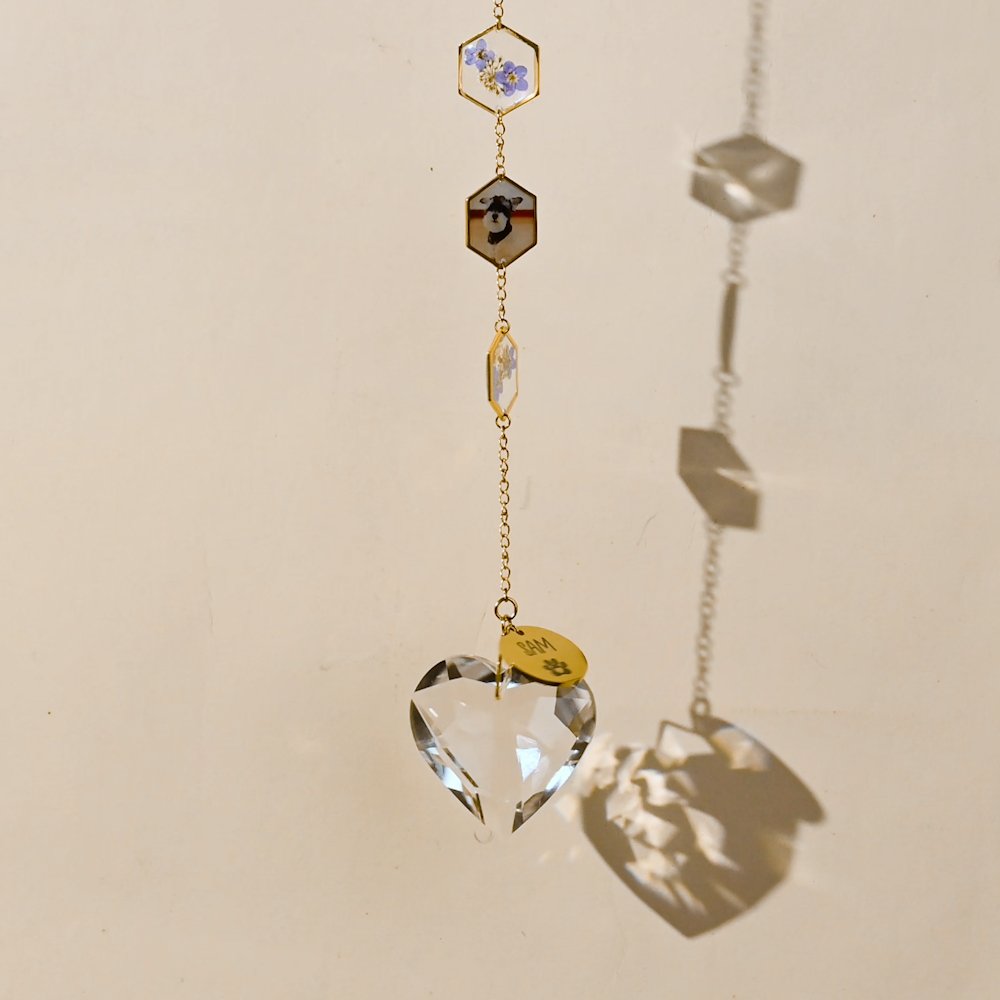 Personlig Forget-Me-Not Photo Heart Crystal Pet Memorial Wind Chimes med navn Memorial Ornament Sympathy Anniversary Gift for tap av kjæledyr 1