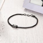 Bracelet Réglable Personnalisé avec Textes sur Breloque Rectangulaire Cadeau Anniversaire Fête pour Homme Papa
