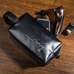 Sac de maquillage en cuir PU imperméable et personnalisé avec nom Home Business Trip Father's Day Gift for Man Boyfriend Father