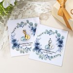 Personalisierte Brautstrauß-Anhänger mit Gravur | Herz-Charm und Perle | inklusive Spruchkarte | Etwas Blaues Hochzeit Geschenk für Braut Brautjungfer