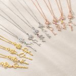 Collier de fleur de naissance personnalisé avec nom Cadeau d'anniversaire pour Maman Grand-mère Tante Petite amie