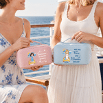 Personalized Cartoon Character PU Leather Wide Opening Makeup Bag with Name and Text Travel Essentials Birthday Gift for Women