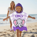 Personalized Cute Cartoon Animal Soft Hooded Beach Towel with Name Beach Party Birthday Gift for Kids