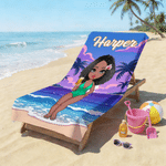 Personalized Cartoon Character Quick Dry Oversized Beach Towel with Name Travel Use Summer Beach Party Gift for Family Friend Kid