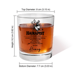 Personalised Hairapist Fun Text 10 oz Rock Whiskey Glass with Name Daily Use Birthday Gift for Hairdresser