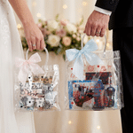 Personalised Wedding Elements Cute Bow Clear Gift Bag with Text Year and Name Wedding Party Gift for Bridesmaids Newlyweds