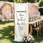 Personalized Bow Trojan Horse Sheep Stroller Silk Banner with Name Title and Date Baby Shower Gift for Newborn Parents