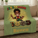 Personalizzato carino cartone animato Juneteenth africano bambini morbido lancio coperta con nome nero giorno dell'indipendenza regalo per ragazzo ragazza
