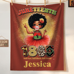 Personalizzato carino cartone animato Juneteenth africano bambini morbido lancio coperta con nome nero giorno dell'indipendenza regalo per ragazzo ragazza