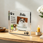 Placa acrílica cuadrada personalizada con 2 fotos en collage y nombre Decoración para el hogar Regalo conmemorativo para la madre del dueño de la mascota