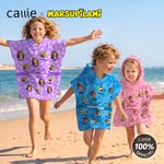 Personalized 1-6 Funny Marsupilami Face Photo Soft Quick Dry Hooded Beach Towel with Name Beach Holiday Gift for Kids | Callie × Marsupilami®