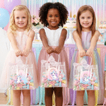 Personalizzato fantasia Unicorno iniziale Borsa regalo trasparente con fiocco nastro nome e testo uso quotidiano festa di compleanno regalo per bambino ragazza figlia