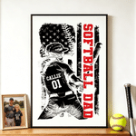 Personalised Stars Stripes Softball Dad Canvas Poster Flameless Painting Framed Painting with 1-4 Names and Numbers Father's Day Game Day Gift for Dad