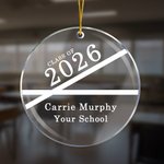 Ornamento colgante acrílico redondo personalizado de la clase de la línea simple de 2026 con la escuela del nombre y la fecha de la clase de la graduación Suministros del partido Regalo para los gradu