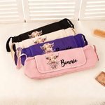 Personalised Cute Highland Cow Birth Flower Hair Tools Travel Bag with Name Travel Birthday Gift for Women Girls