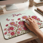 Personalized Birth Flower Non-Slip Large Size Mouse Pad Desk Mat with Name Game Room Daily Use Birthday Gift for Friend
