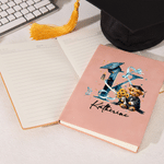 Personalised Graduation Highland Cow A5 A6 PU Leather Notebook Cover with Name and Initial Graduation Gift for Students Graduates