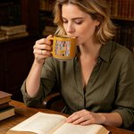 Personlig Vintage Floral Bookshelf Library 11,8 oz keramisk krus med navn Daglig drikking Bursdagsgave til bokelskere