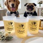 Personalisierte Linie Kunst Stil Haustier Foto Einweg-Plastikbecher mit Namen Satz von 10 täglichen Gebrauch Hochzeit Party Geschenk für Gäste Newlyweds