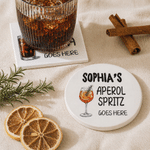 Personalized Retro Beverage Design Square Round Ceramic Coaster with Name Home Decor Birthday Coffee Bar Gift for Family Friend