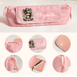 Personalizzato carino cavallo nascita fiore ragazza portatile riscaldamento asta borsa di stoccaggio con nome e isolamento Pad viaggio accessorio regalo di compleanno per le donne