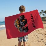 Spersonalizowany kolorowy ręcznik plażowy Cool Truck Soft Quick Dry z imieniem Letnie wakacje Urodzinowy prezent na plażę dla chłopców Dzieci Nastolatki Miłośnicy ciężarówek