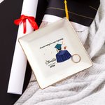 Personalised Graduate Back View Graduation Ribbon Jewellery Dish with Name and Year Graduation Birthday Gift for Graduates Classmates