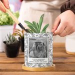 Personlig vintage blomsterfoto keramisk plantepotte med tekst og bambusbrett Daglig bruk Bursdagsgave til mor bestemor
