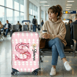 Personalizzato Ballerina iniziale nascita fiore copribagagli per 18-32 pollici con nome viaggio compleanno regalo di vacanza per gli amanti del balletto viaggiatori