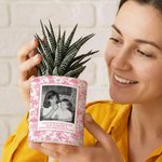 Personlig vintage blomsterfoto keramisk plantepotte med tekst og bambusbrett Daglig bruk Bursdagsgave til mor bestemor