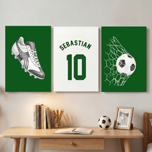 Personalized Multicolor Ball Sports 3-Piece Canvas Prints with Name and Number Bedroom Decor Ship from USA Birthday Gift for Teenager